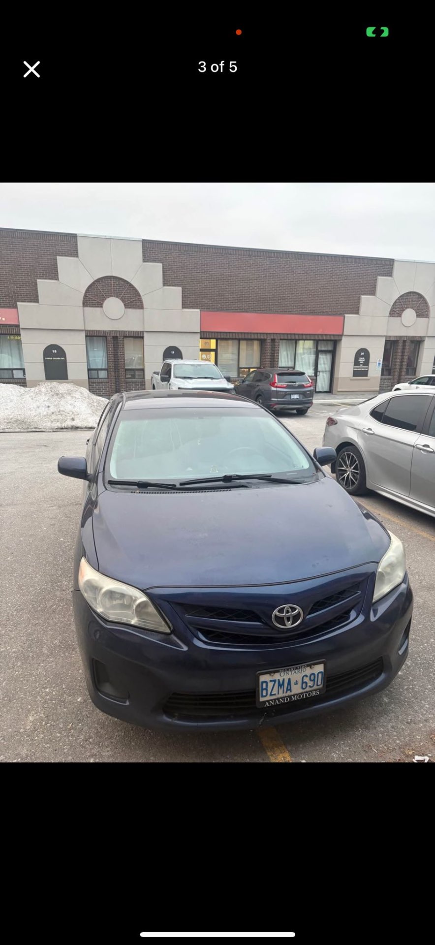 Front view of the Toyota Corolla ready for delivery